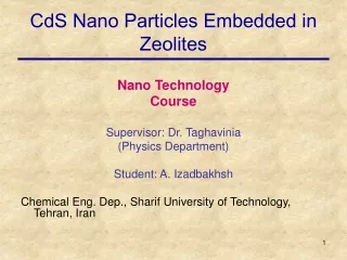 CdS Nano Particles Embedded in Zeolites