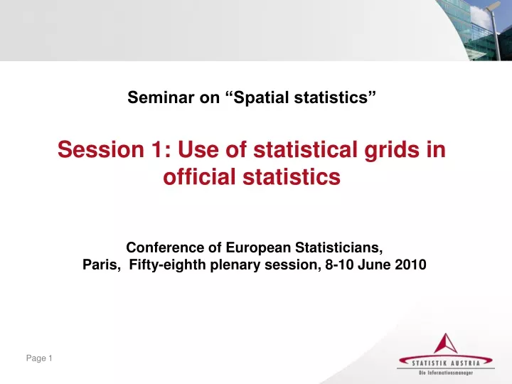 seminar on spatial statistics session
