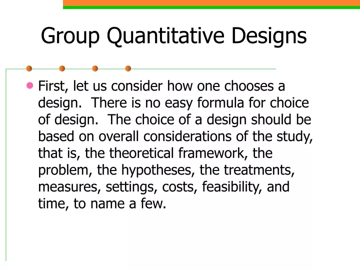 group quantitative designs