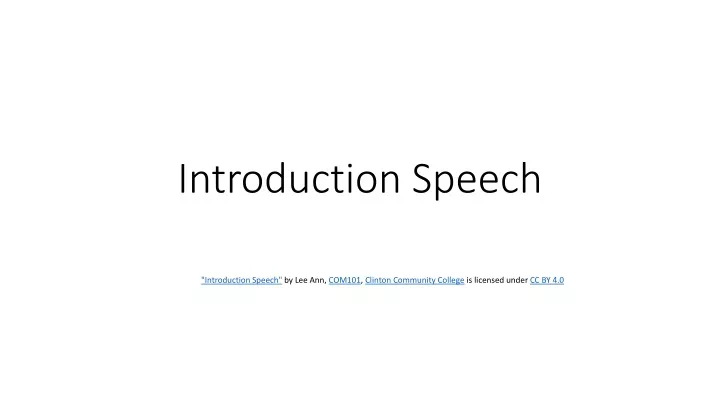 introduction speech