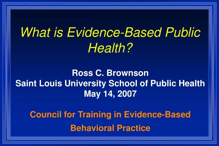 what is evidence based public health