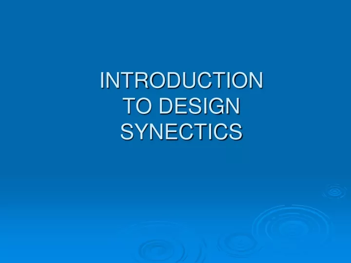 introduction to design synectics