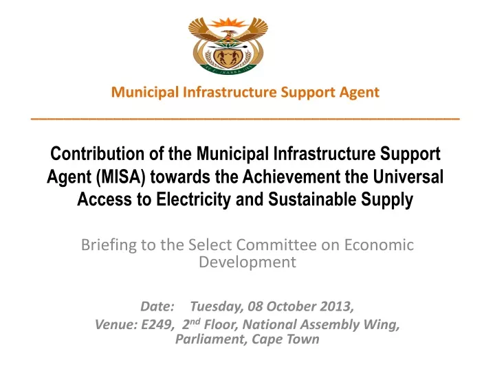 municipal infrastructure support agent