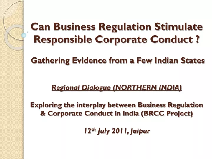 can business regulation stimulate responsible
