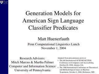 Generation Models for American Sign Language Classifier Predicates