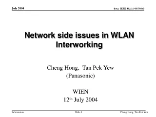 Network side issues in WLAN Interworking