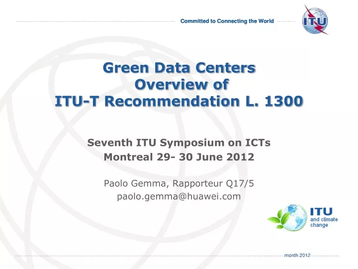 green data centers overview of itu t recommendation l 1300