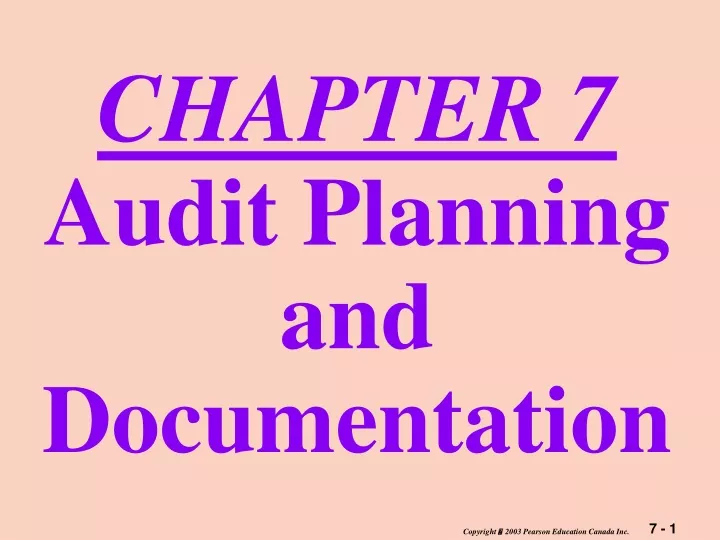 chapter 7 audit planning and documentation
