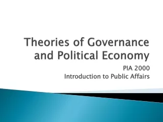Theories of Governance and Political Economy