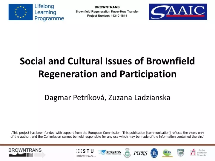 social and cultural issues of brownfield regeneration and participation