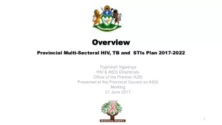 Overview Provincial Multi-Sectoral HIV, TB and  STIs Plan 2017-2022