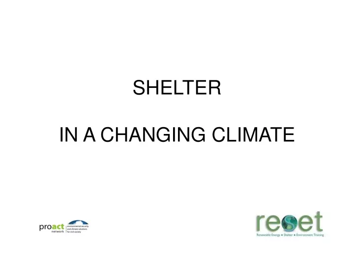 shelter in a changing climate