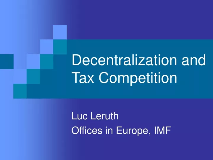 decentralization and tax competition