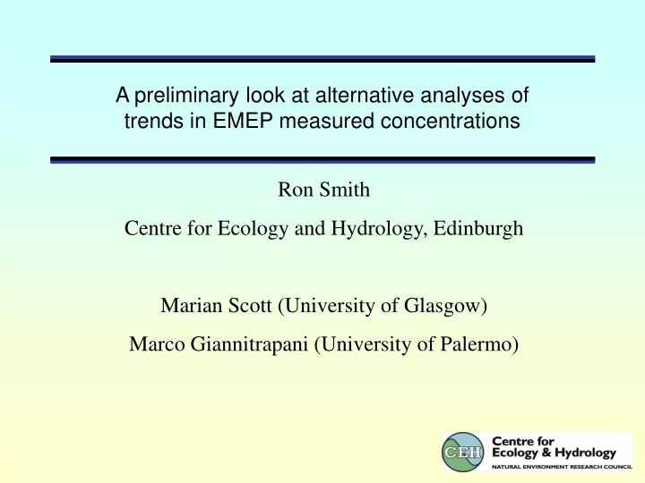 a preliminary look at alternative analyses