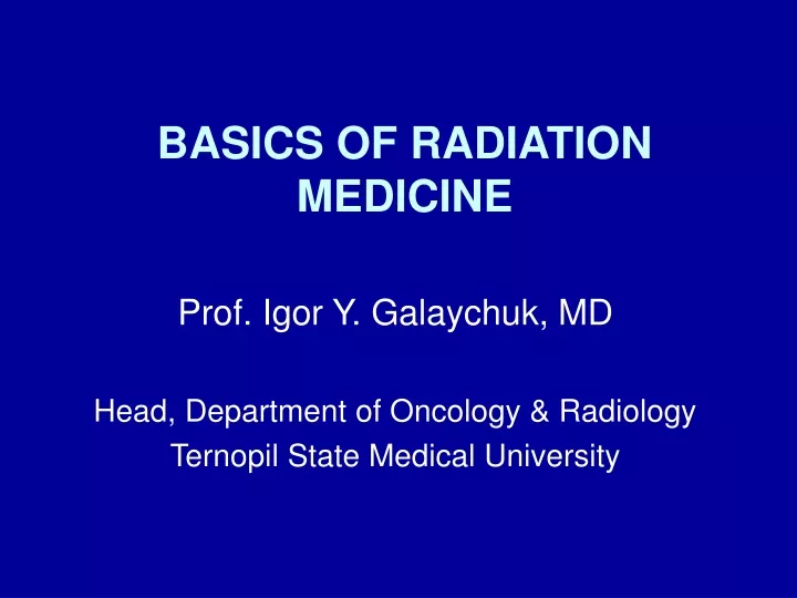basics of radiation medicine