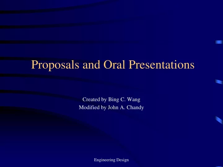 proposals and oral presentations