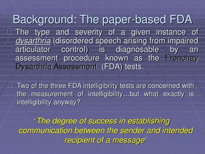 background the paper based fda