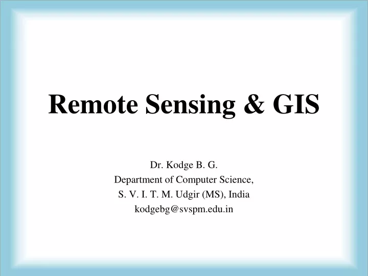 remote sensing gis