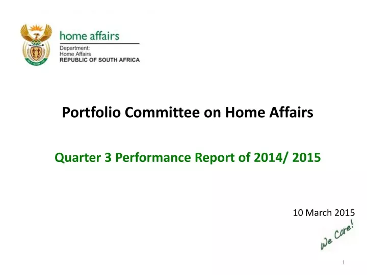 portfolio committee on home affairs quarter