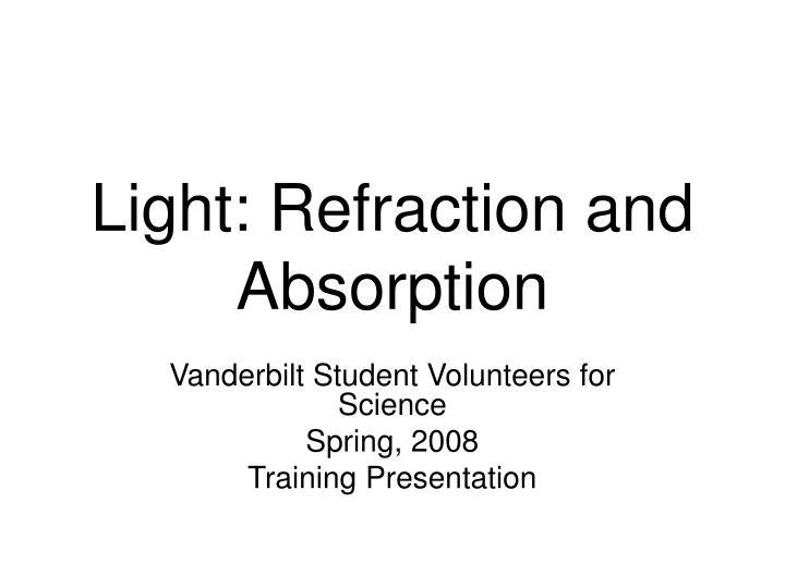 light refraction and absorption