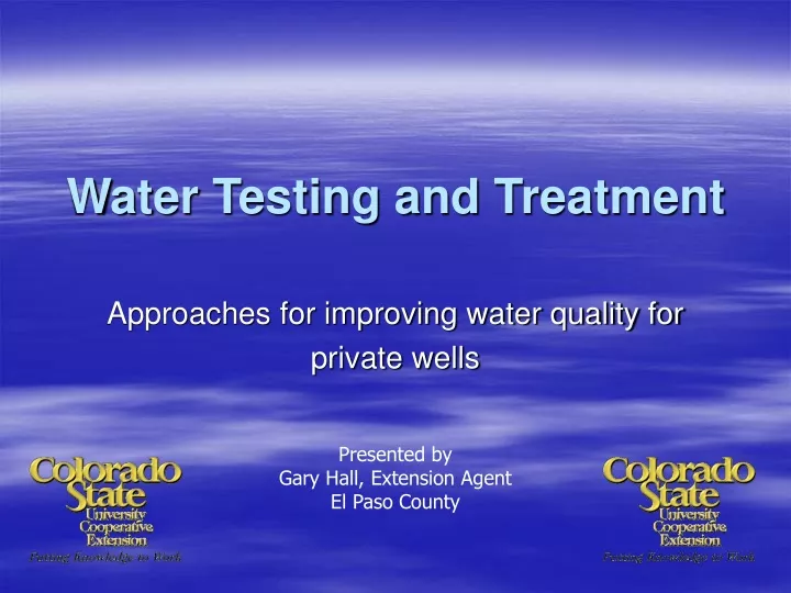 water testing and treatment