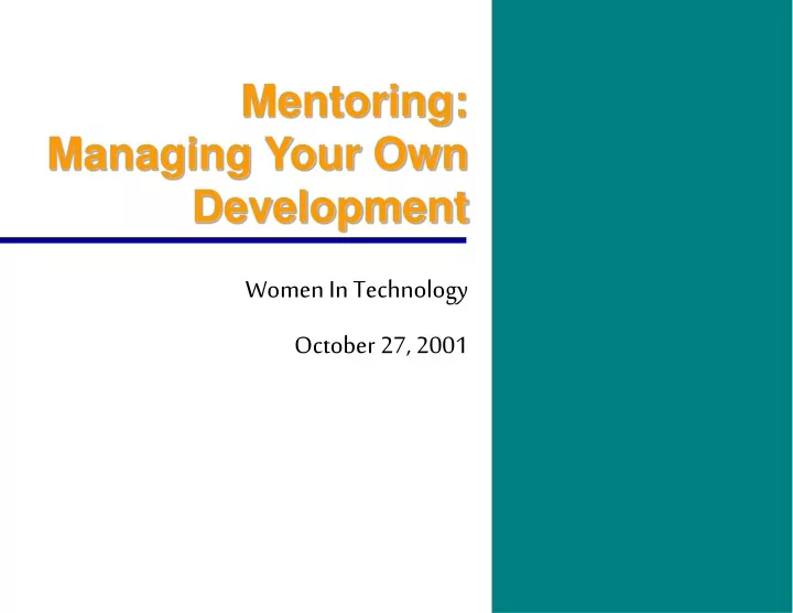mentoring managing your own development