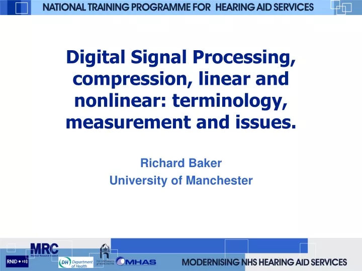 digital signal processing compression linear and nonlinear terminology measurement and issues
