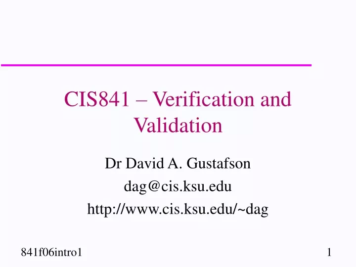 cis841 verification and validation