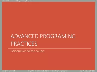 Advanced Programing practices