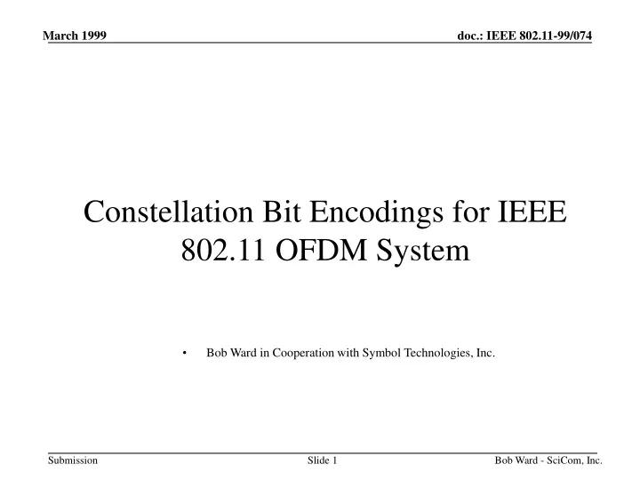 constellation bit encodings for ieee 802 11 ofdm system