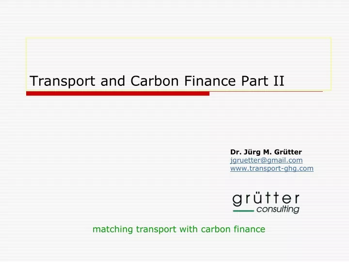 transport and carbon finance part ii