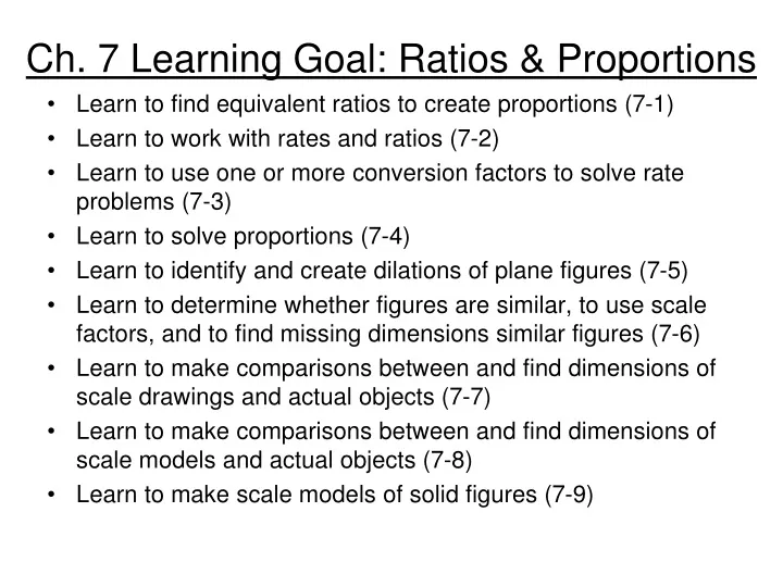 ch 7 learning goal ratios proportions