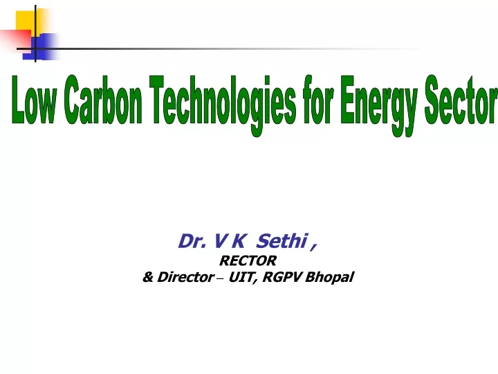 low carbon technologies for energy sector