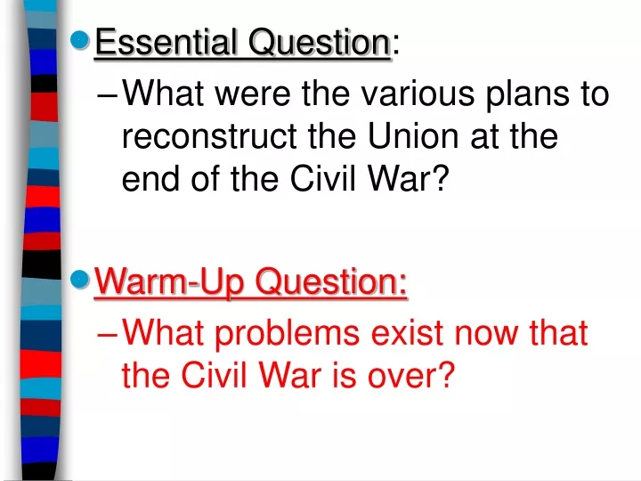 essential question what were the various plans