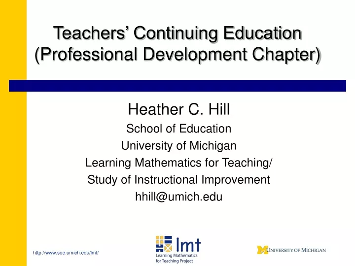 teachers continuing education professional development chapter