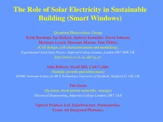 The Role of Solar Electricity in Sustainable Building (Smart Windows)