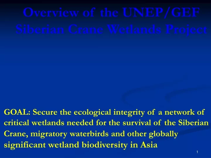 overview of the unep gef siberian crane wetlands