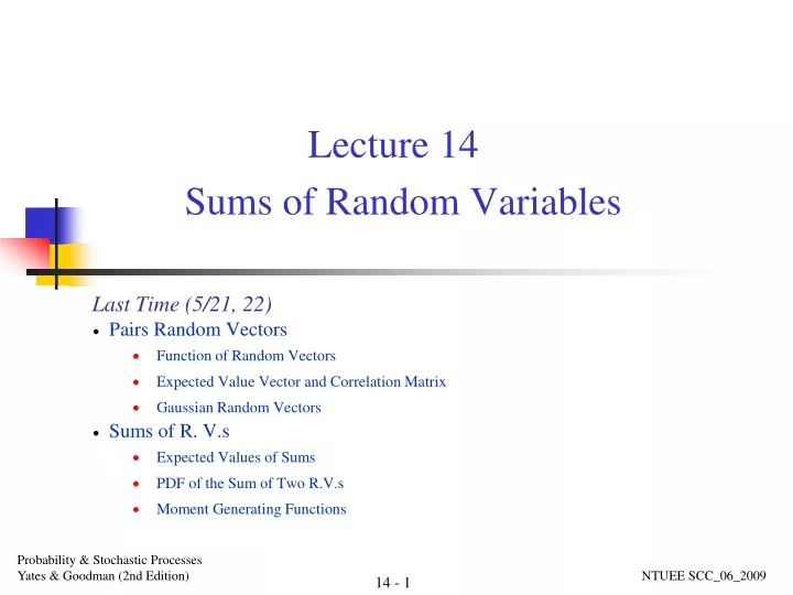 lecture 14 sums of random variables
