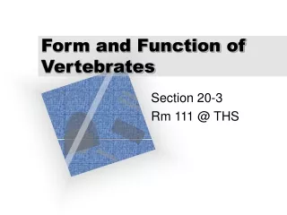 Form and Function of Vertebrates