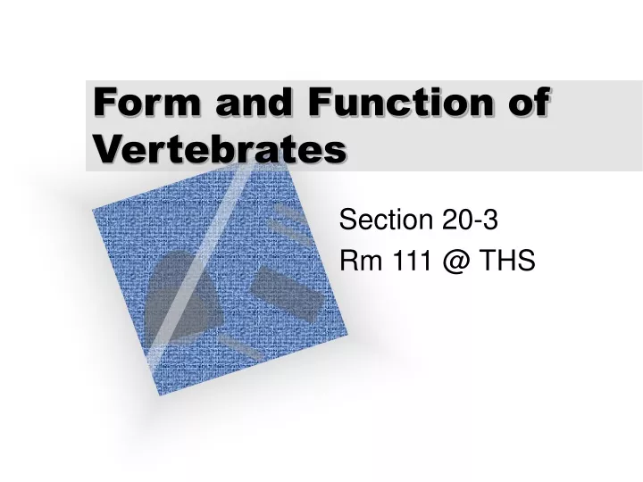 form and function of vertebrates