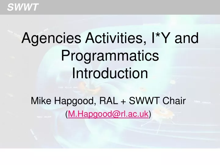 agencies activities i y and programmatics introduction