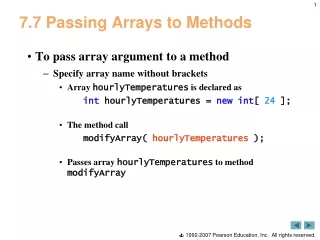 7.7 Passing Arrays to Methods