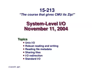 System-Level I/O November 11, 2004