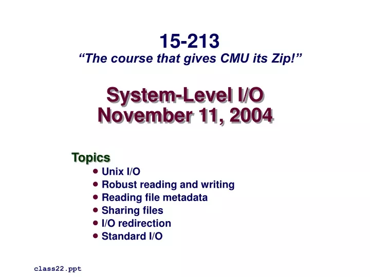 system level i o november 11 2004
