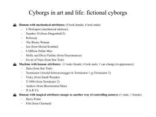 Cyborgs in art and life: fictional cyborgs