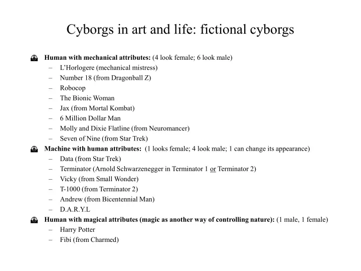 cyborgs in art and life fictional cyborgs