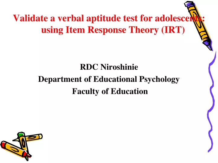 validate a verbal aptitude test for adolescents