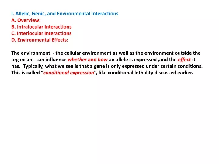 i allelic genic and environmental interactions