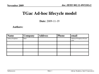 TGac Ad-hoc lifecycle model