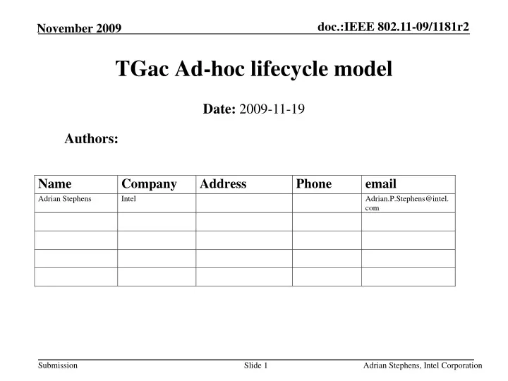 tgac ad hoc lifecycle model